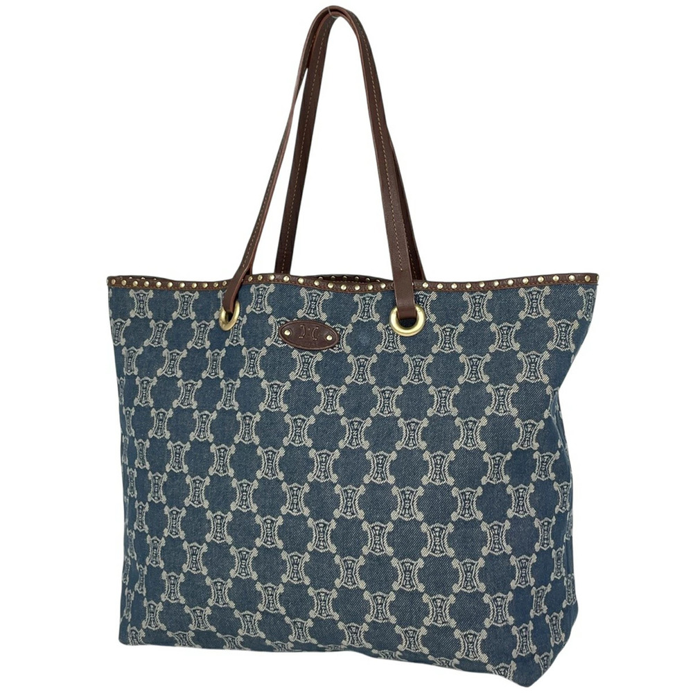 Celine Paris Macadam Tote Bag Shoulder Denim Blue